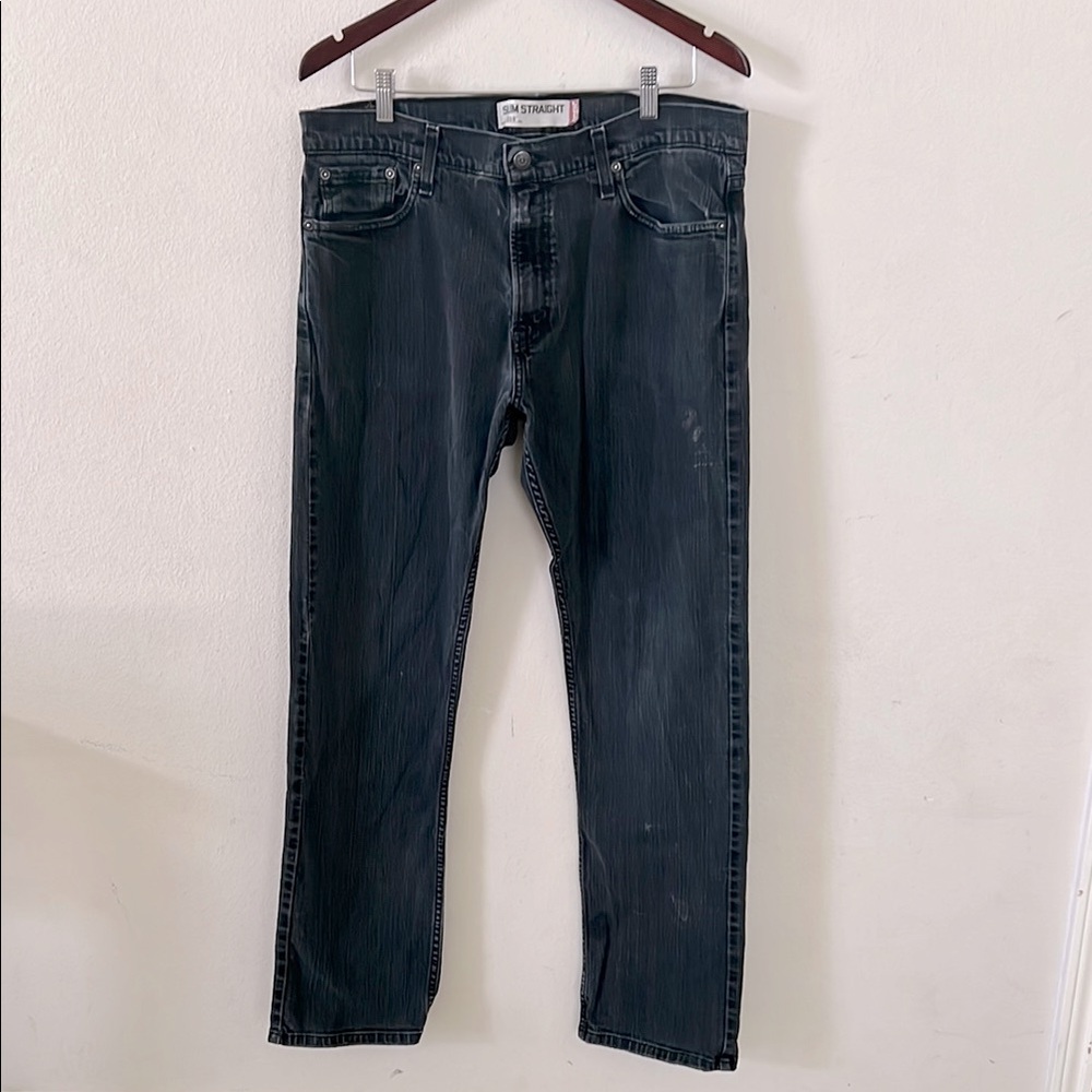 Levis 514 Slim Straight Black Denim Jeans Men's Casual 36 x 32